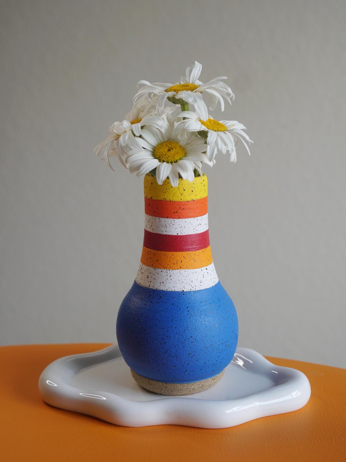 Blue Sunbeam Ceramic Flower Vase