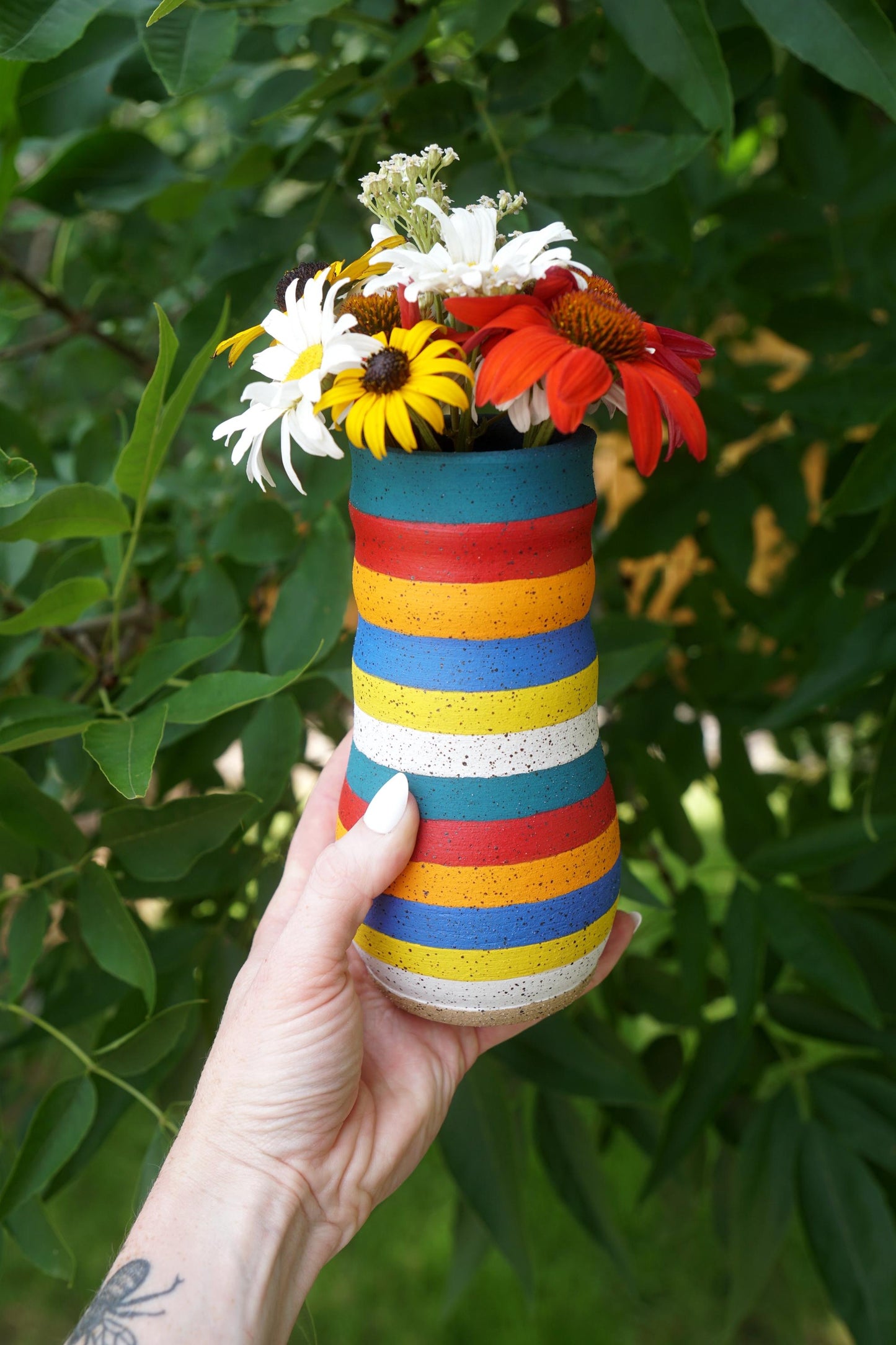 Confetti Striped Ceramic Flower Vase