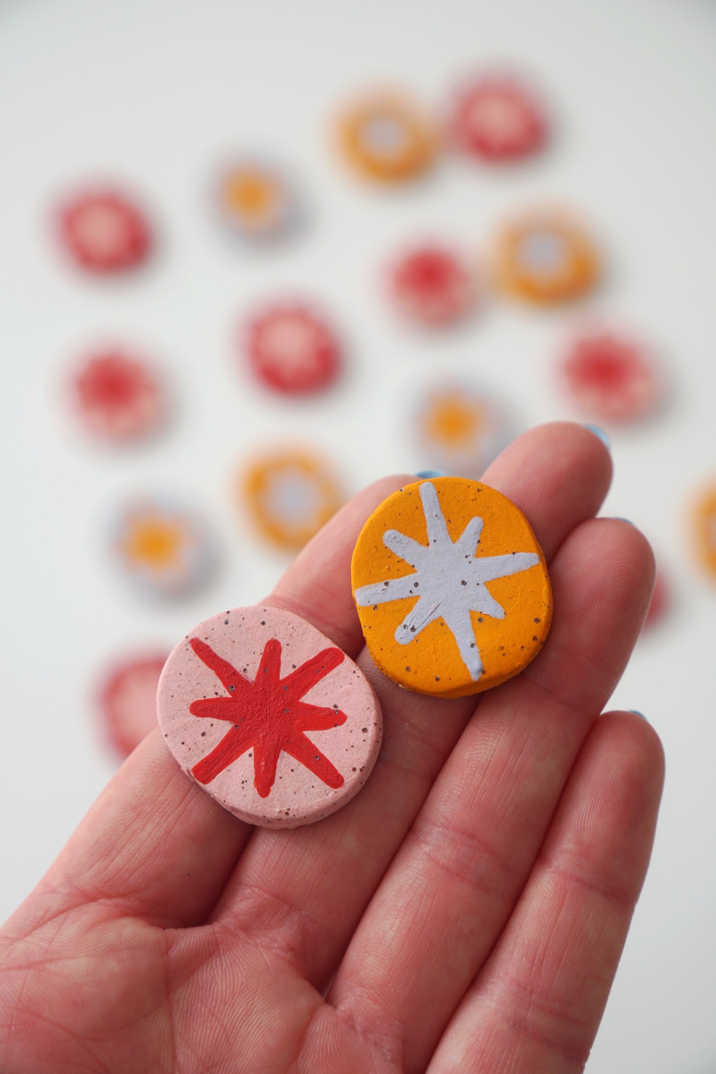 Orange & Purple Star Pop Magnets