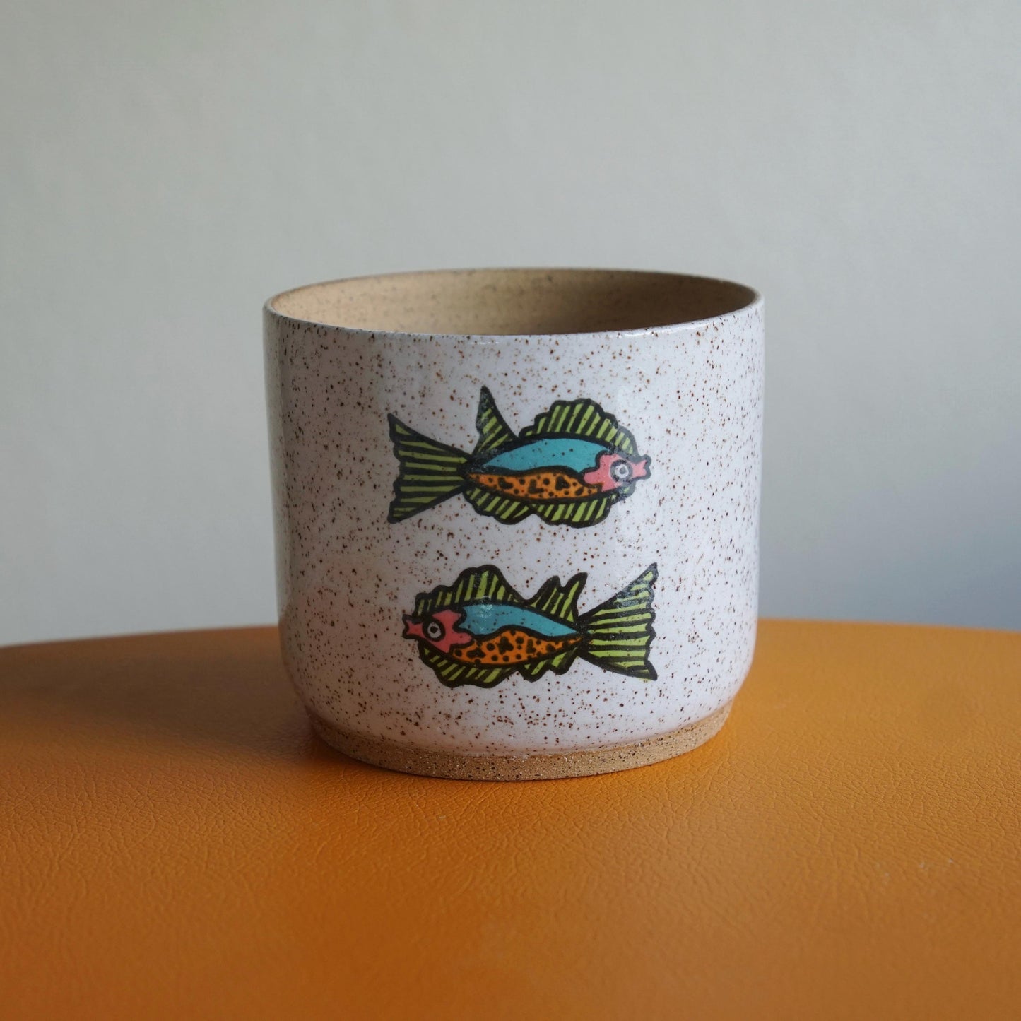 Teal and Pink Ceramic Fish Planter