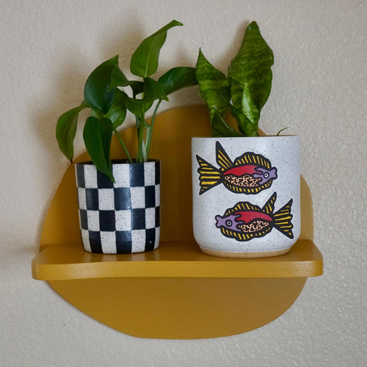 Red and Purple Ceramic Fish Planter