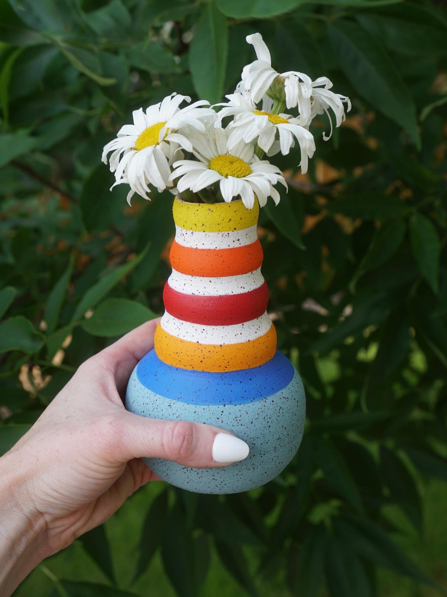 Baby Blue Bubble Neck Ceramic Vase