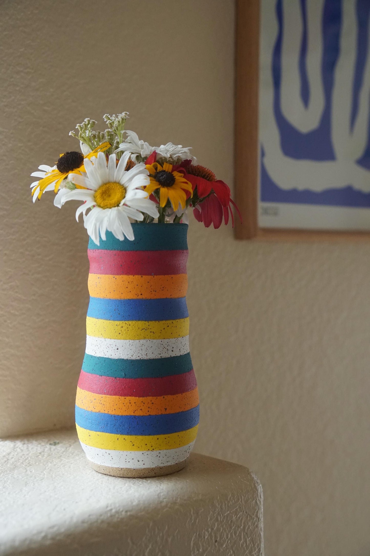 Confetti Striped Ceramic Flower Vase