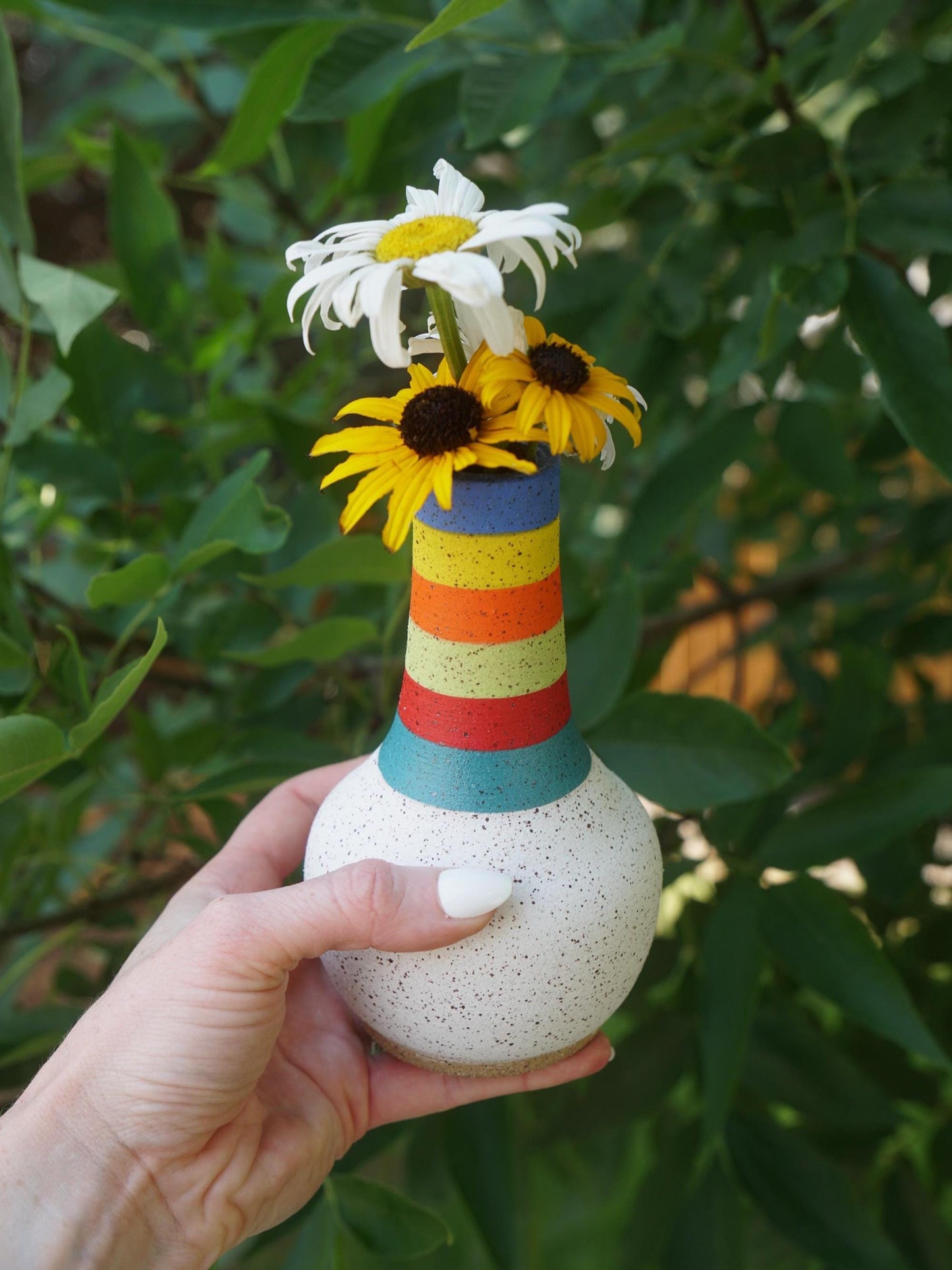 Striped Turtleneck Ceramic Vase