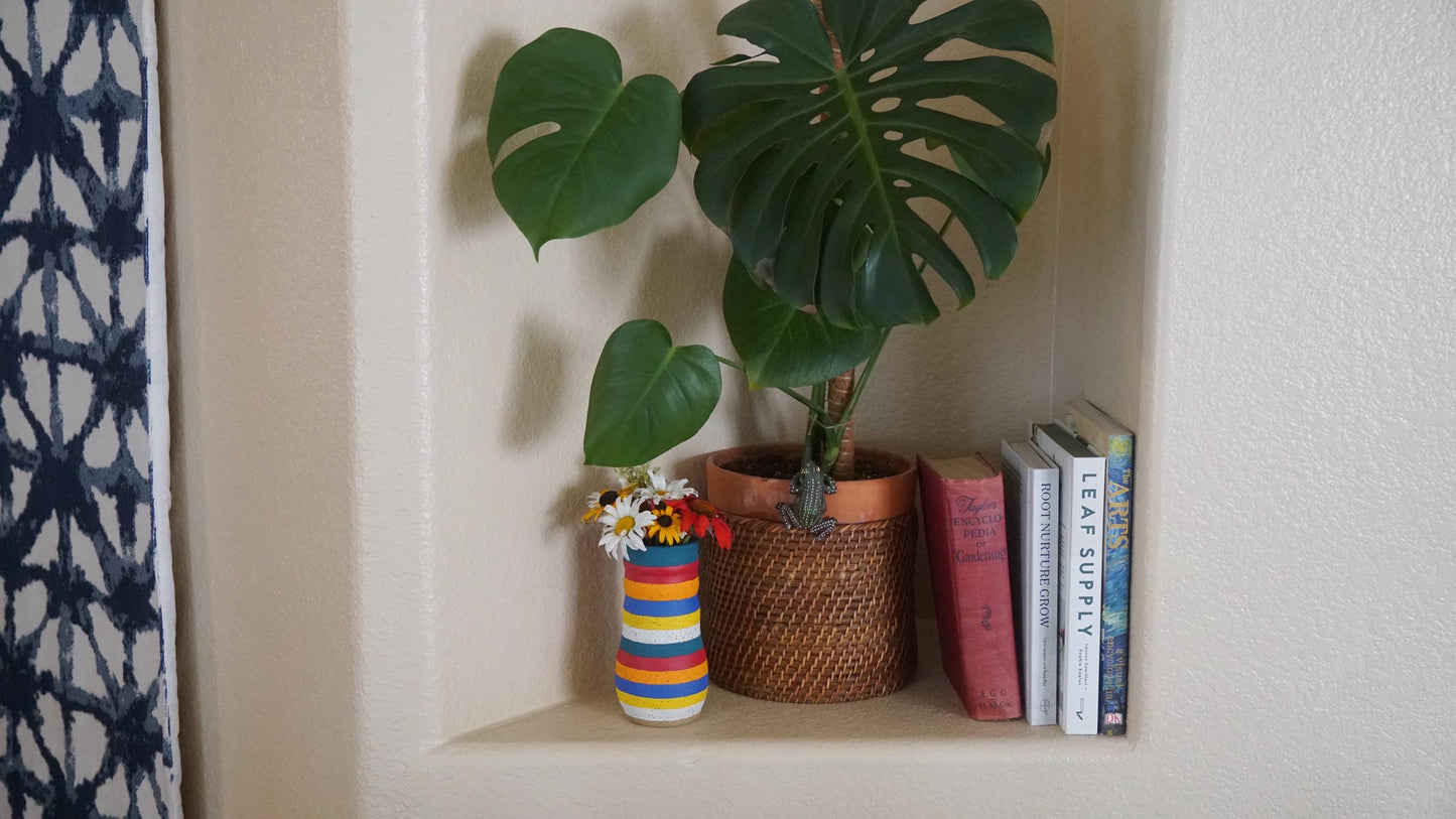 Confetti Striped Ceramic Flower Vase