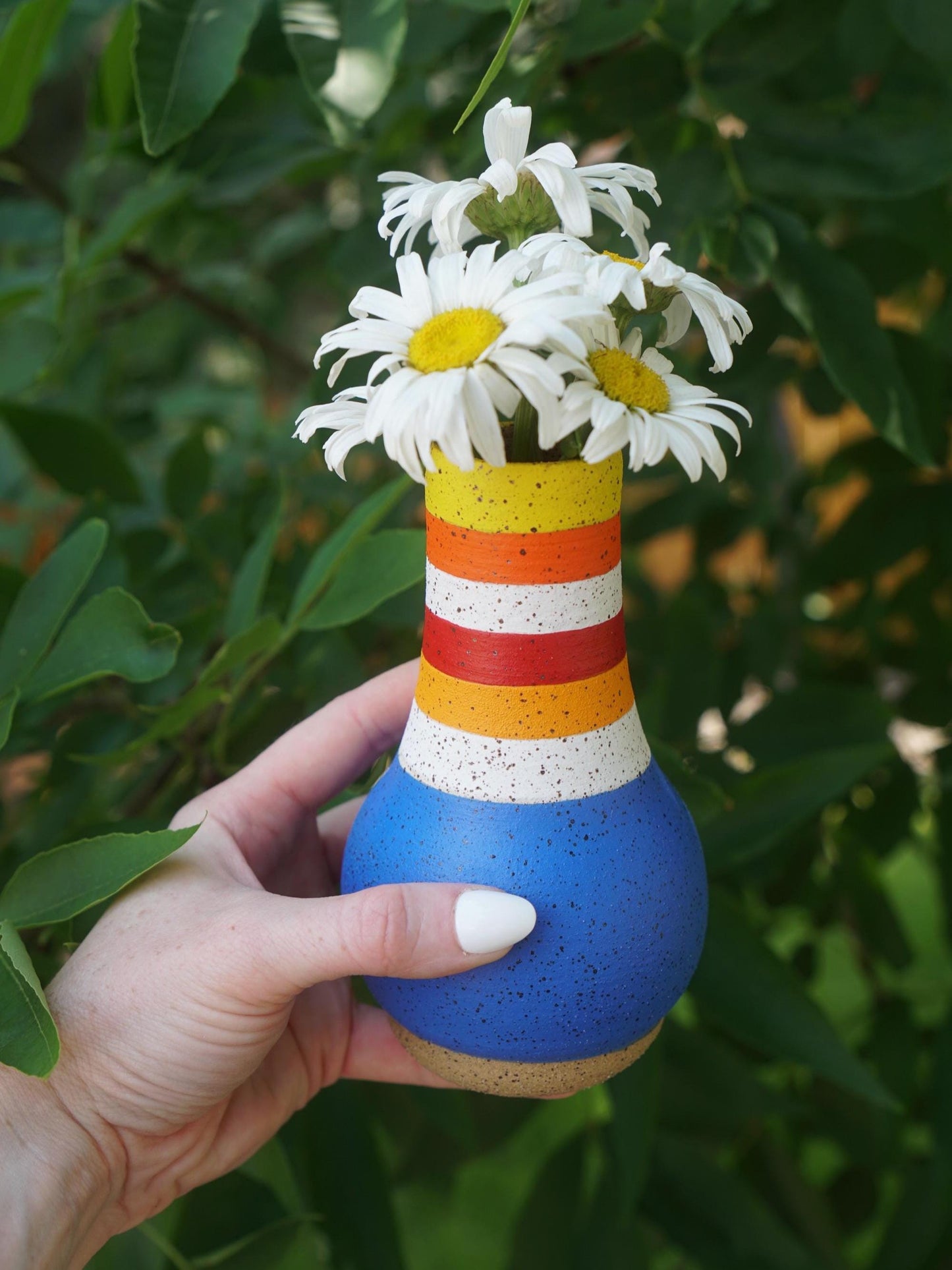 Blue Sunbeam Ceramic Flower Vase