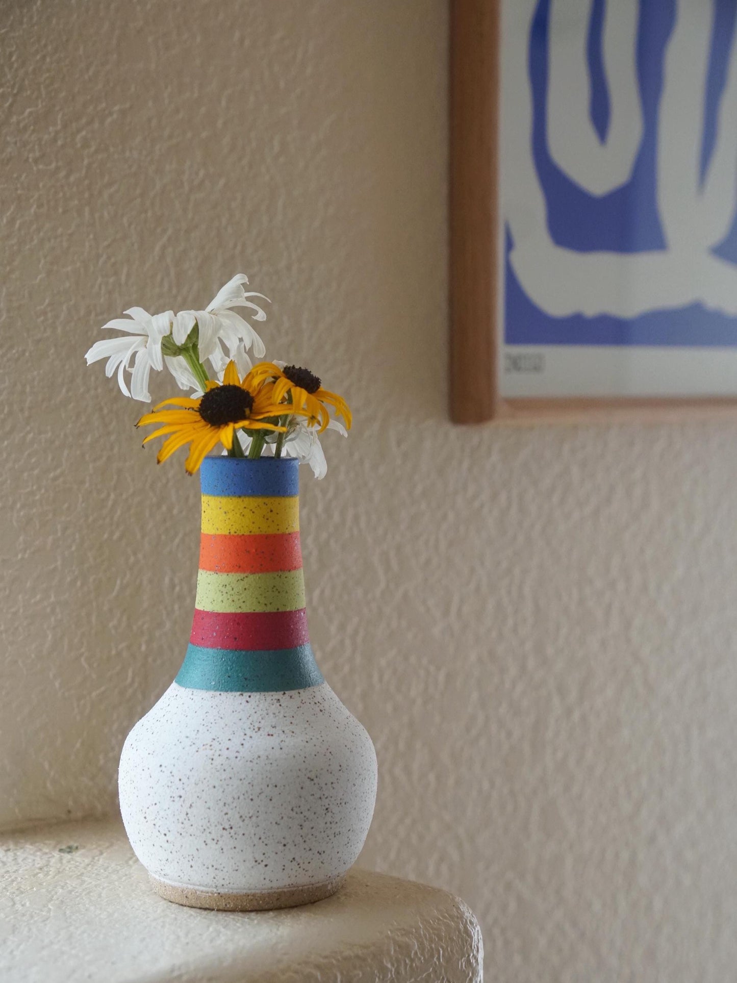 Striped Turtleneck Ceramic Vase