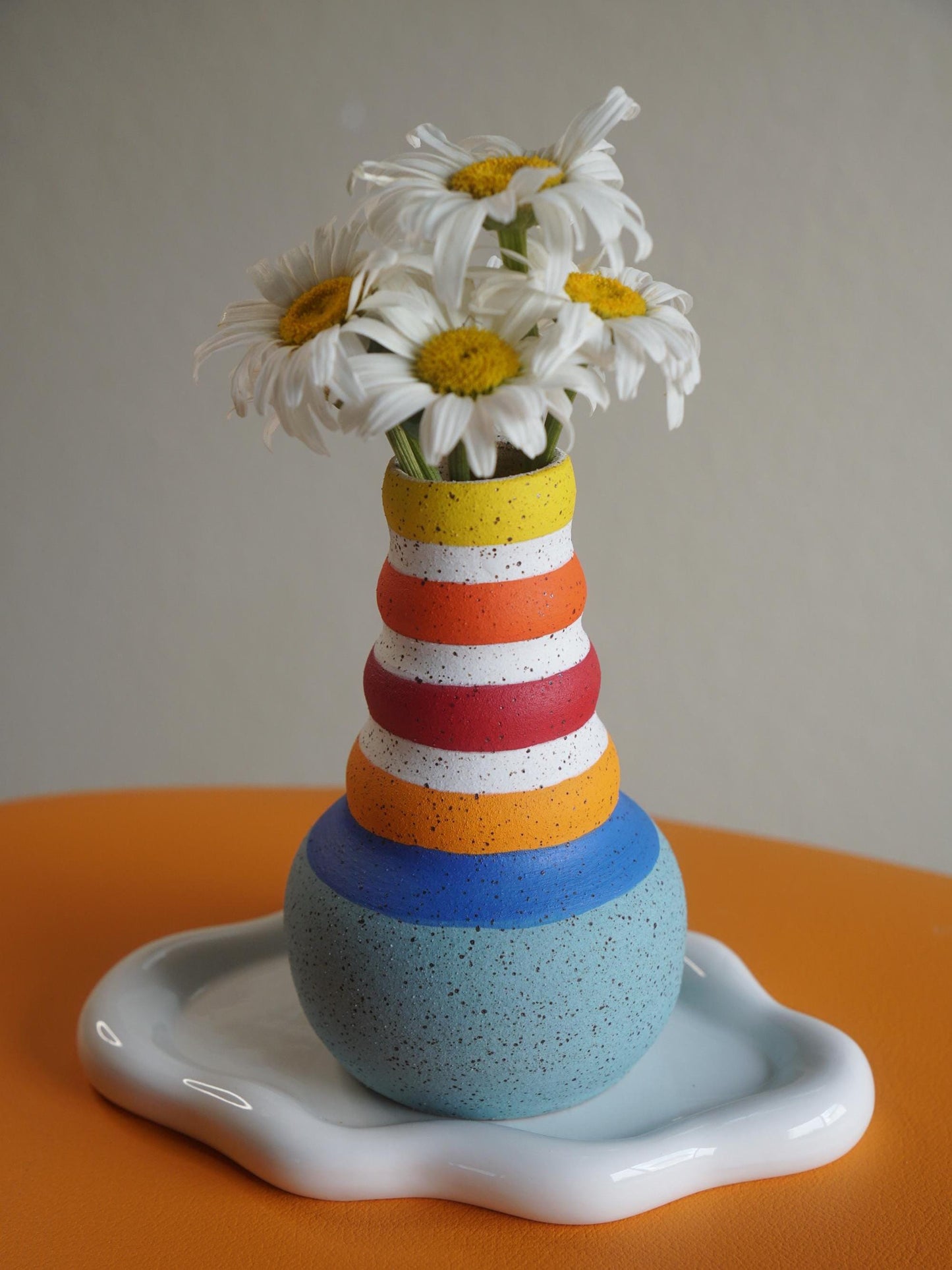 Baby Blue Bubble Neck Ceramic Vase