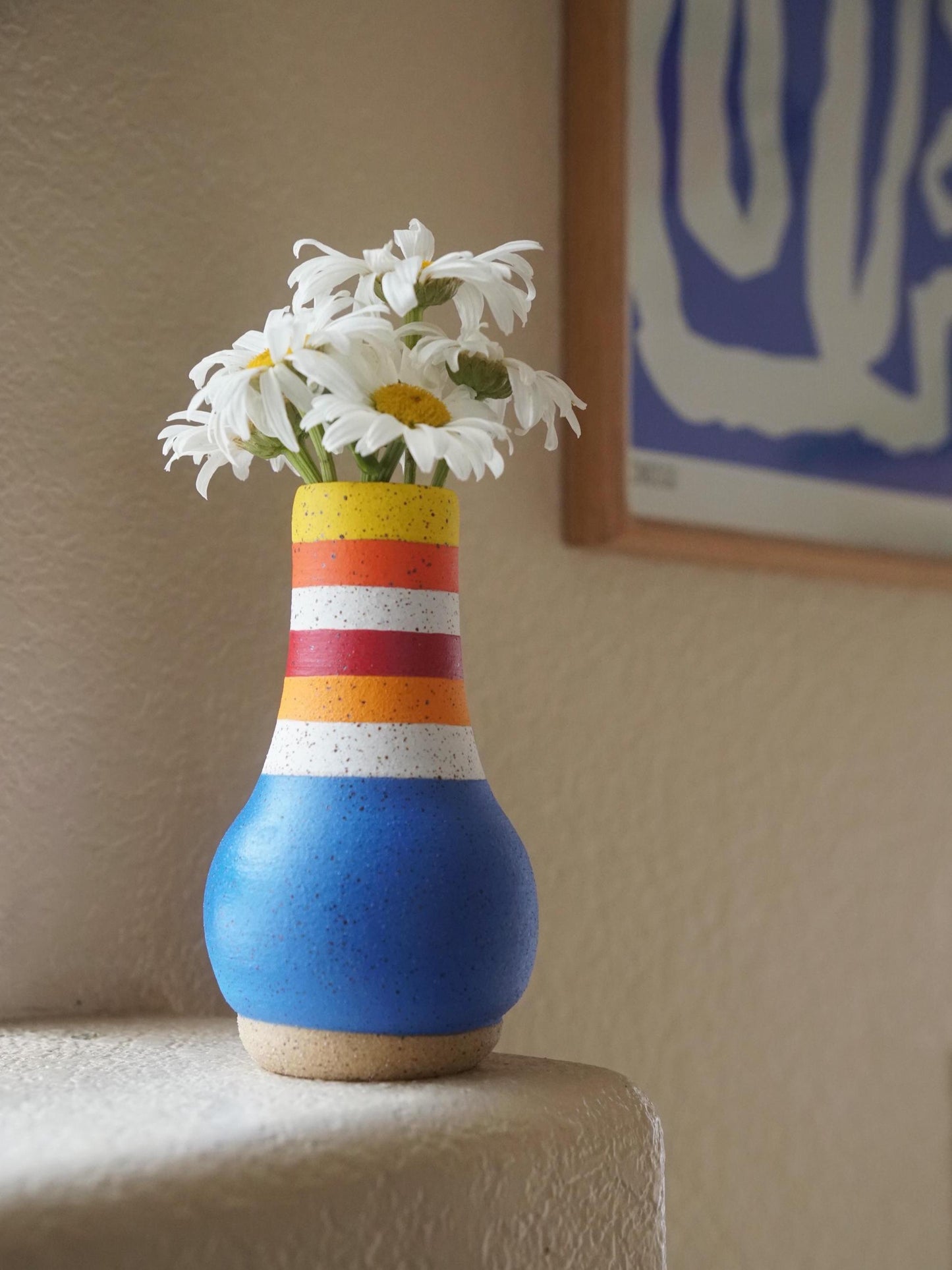 Blue Sunbeam Ceramic Flower Vase