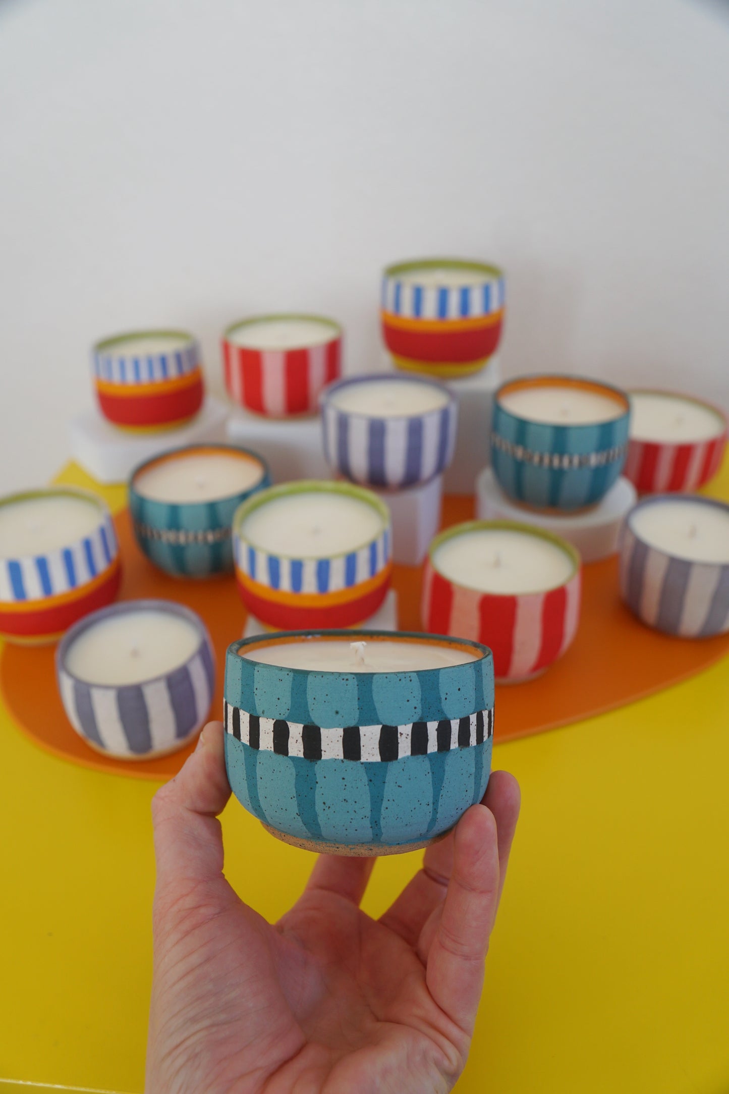 Teal Spring Ceramic Candle