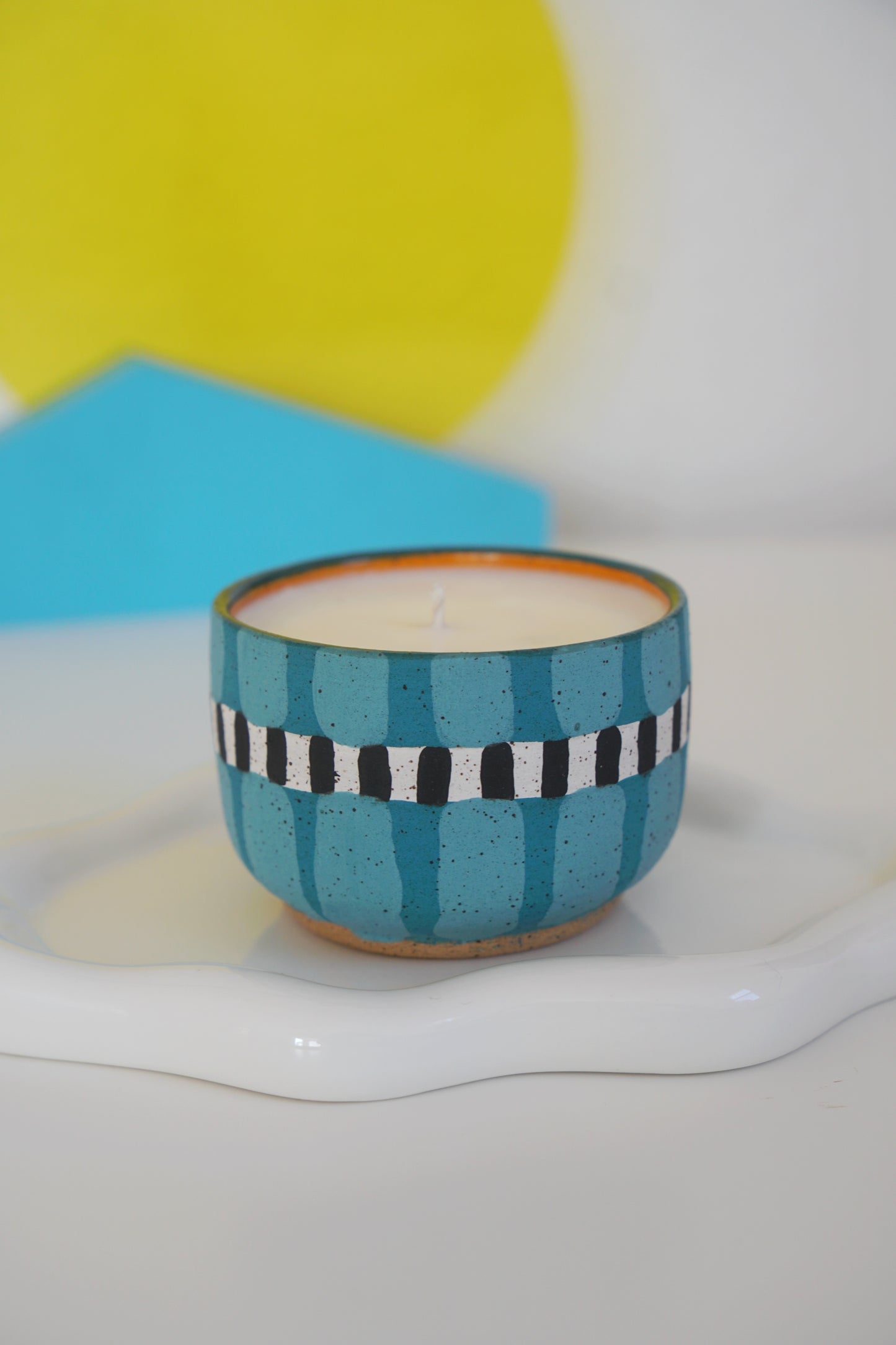 Teal Spring Ceramic Candle