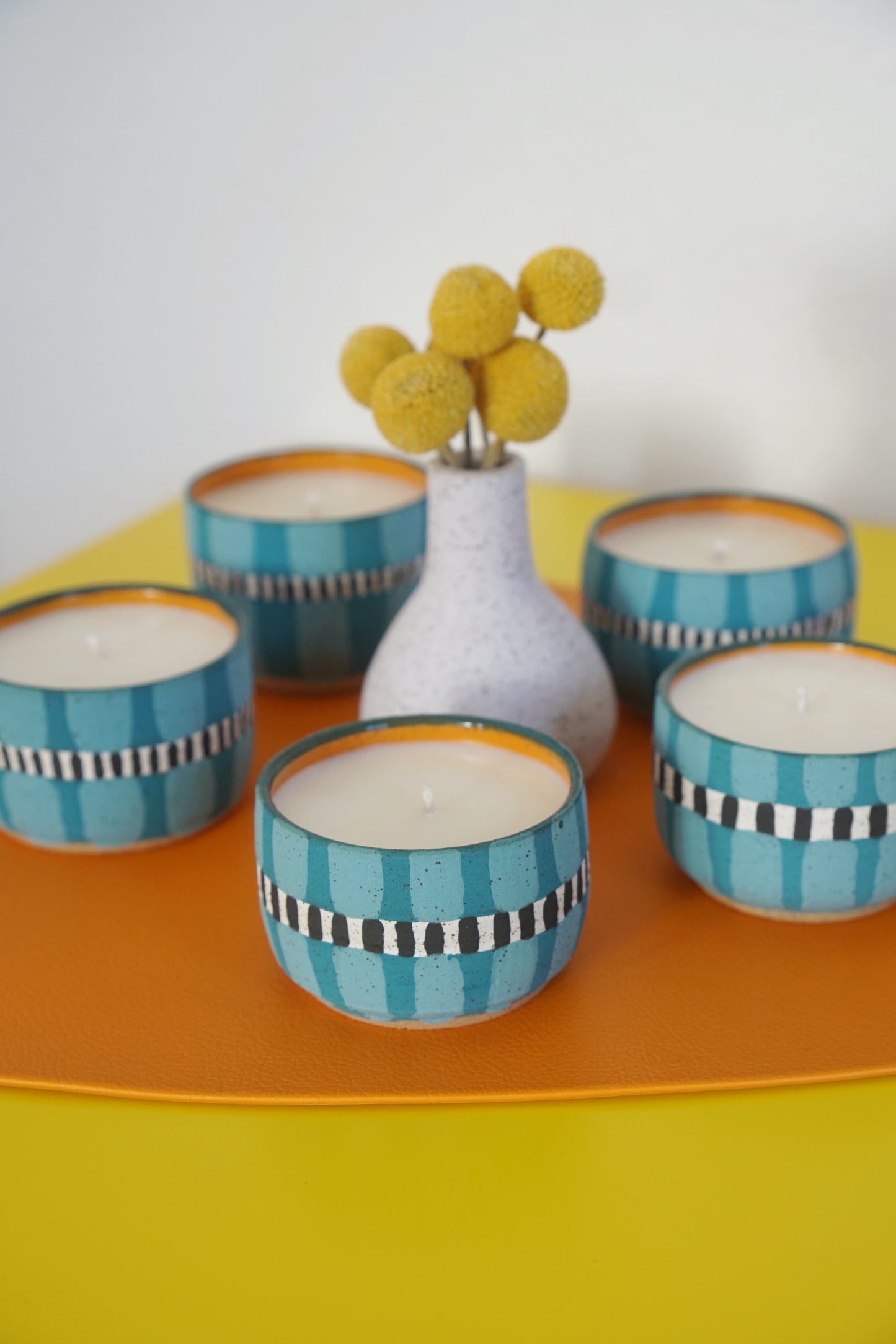 Teal Spring Ceramic Candle