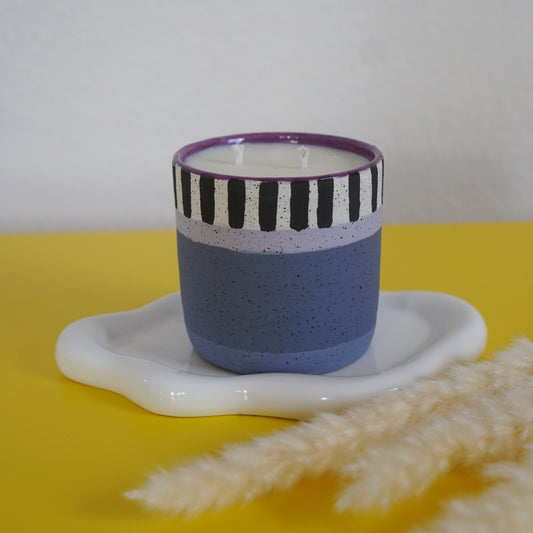 Plum Piano Striped Ceramic Candle