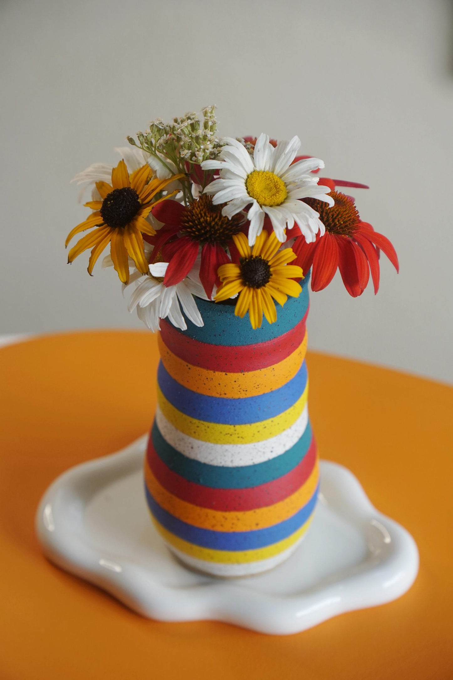 Confetti Striped Ceramic Flower Vase