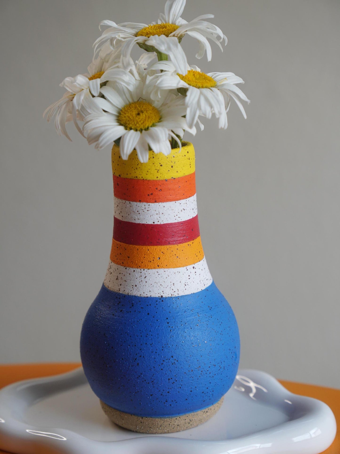 Blue Sunbeam Ceramic Flower Vase