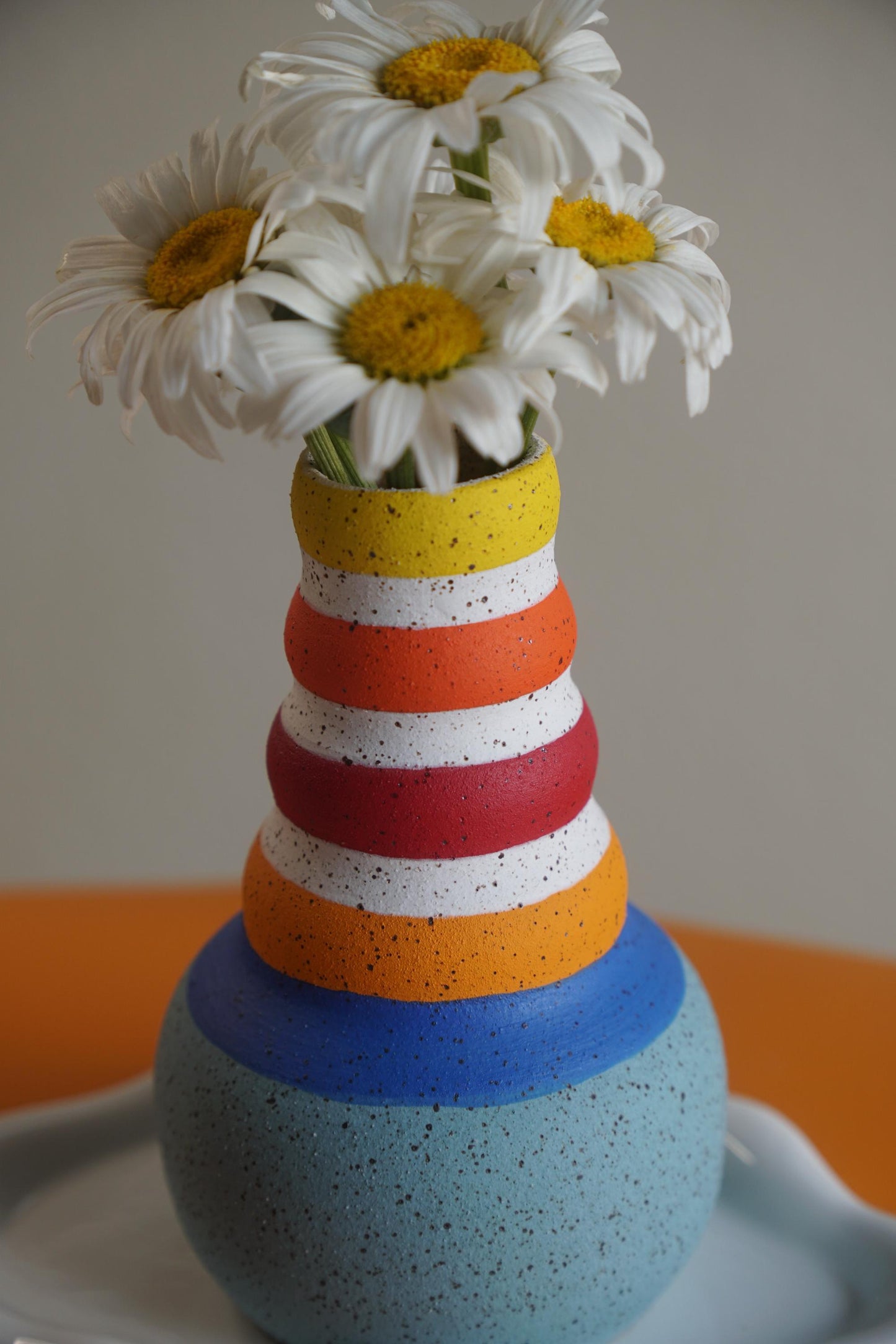Baby Blue Bubble Neck Ceramic Vase