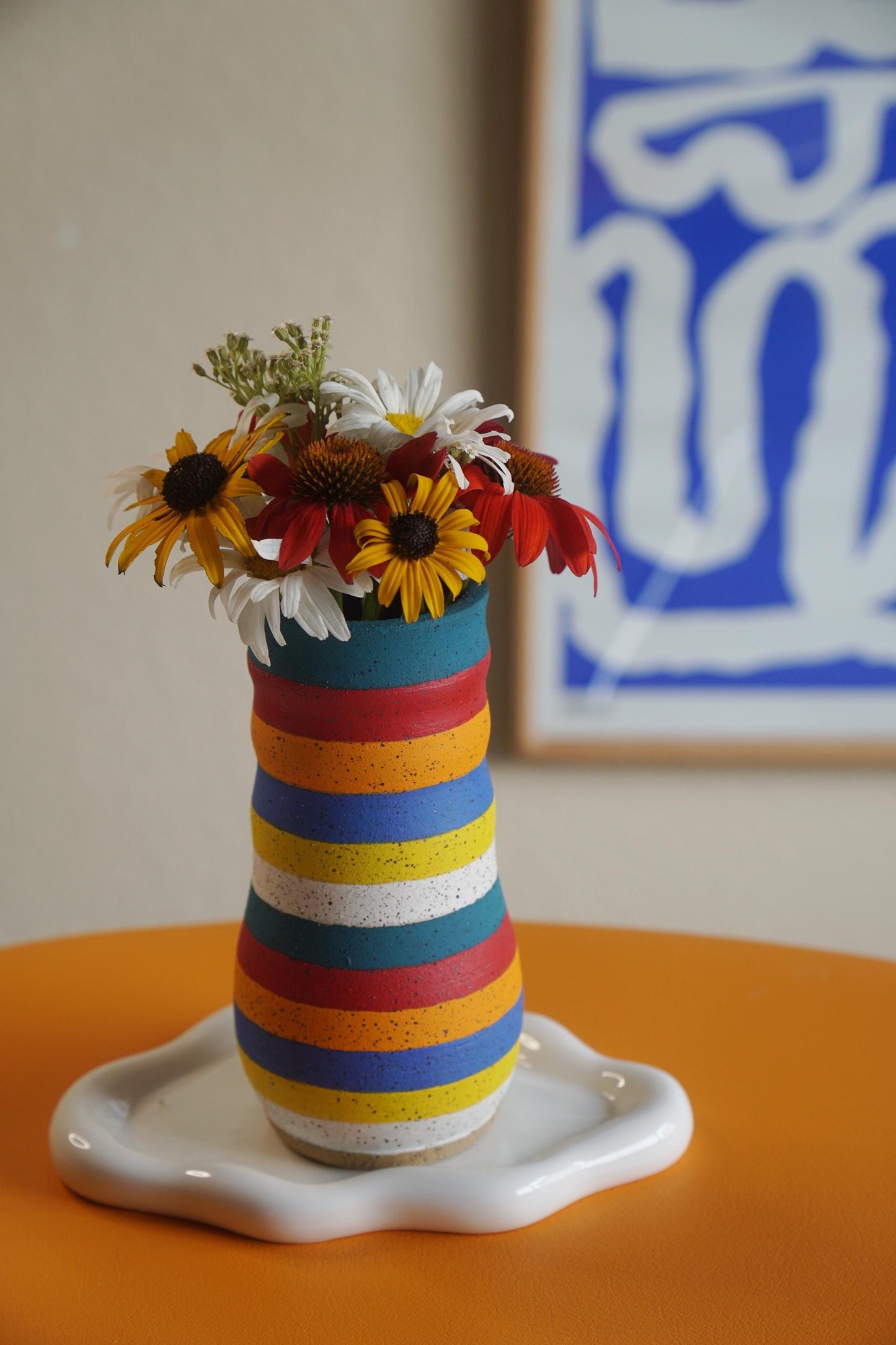 Confetti Striped Ceramic Flower Vase