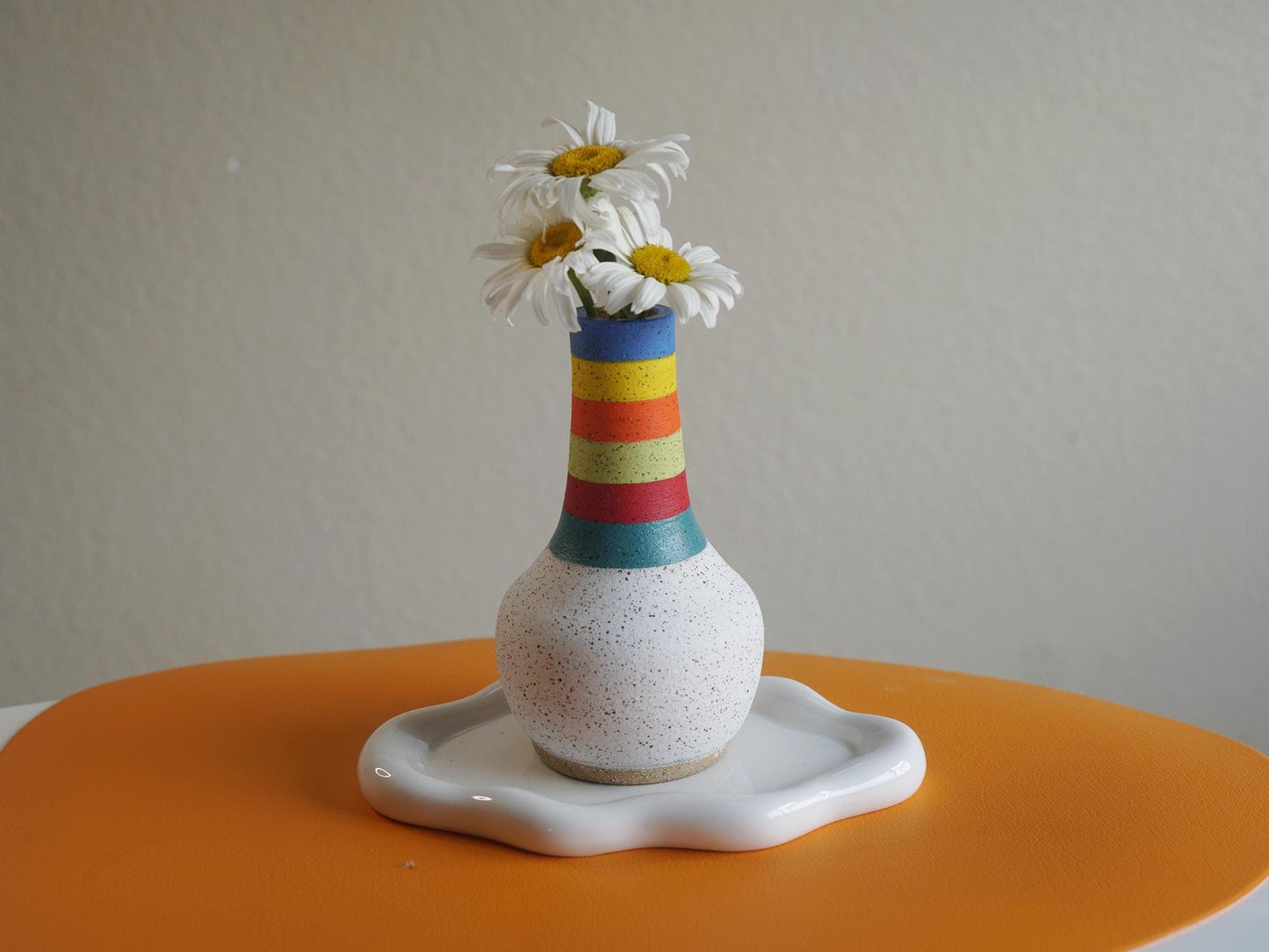 Striped Turtleneck Ceramic Vase