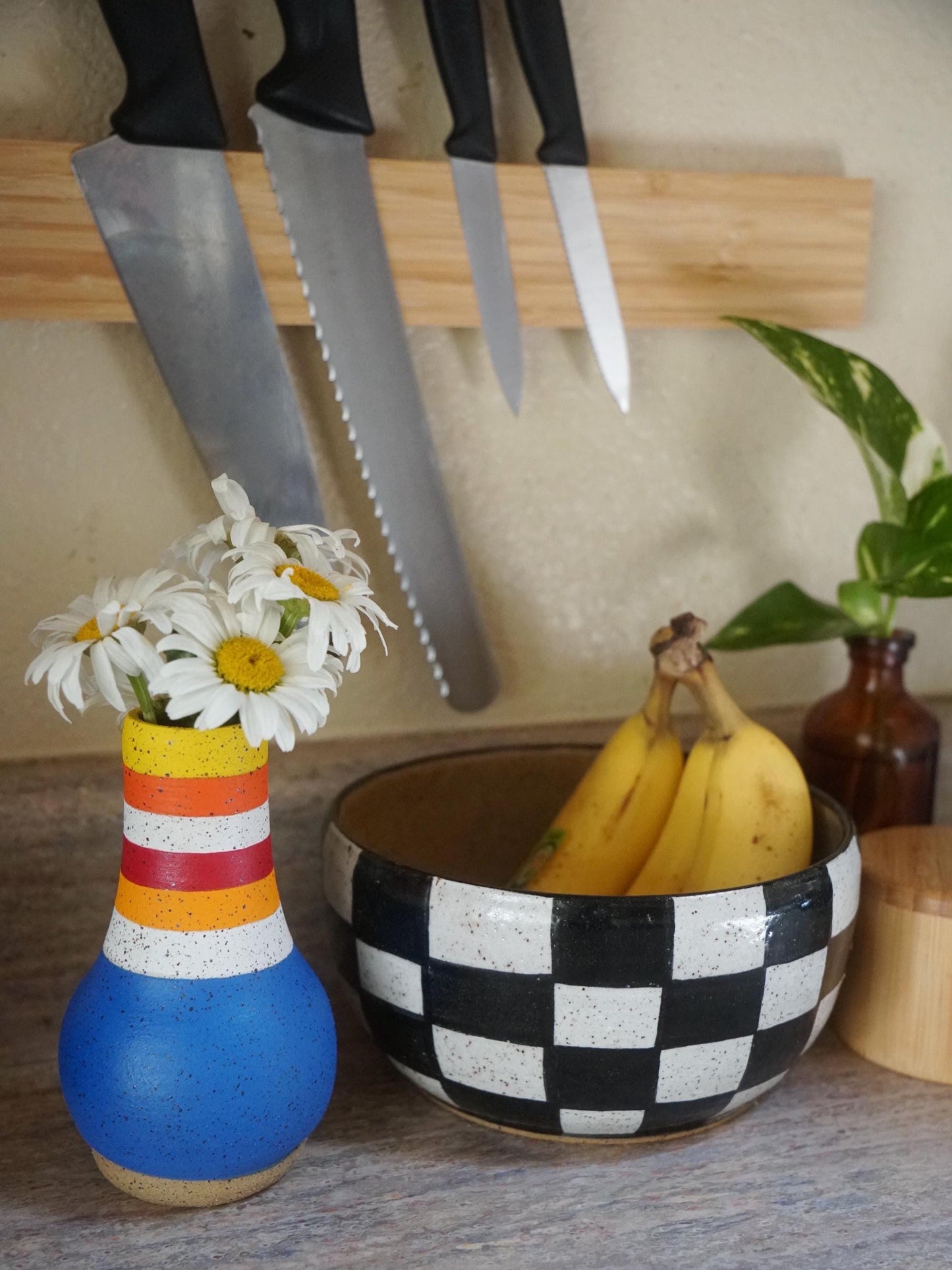 Blue Sunbeam Ceramic Flower Vase
