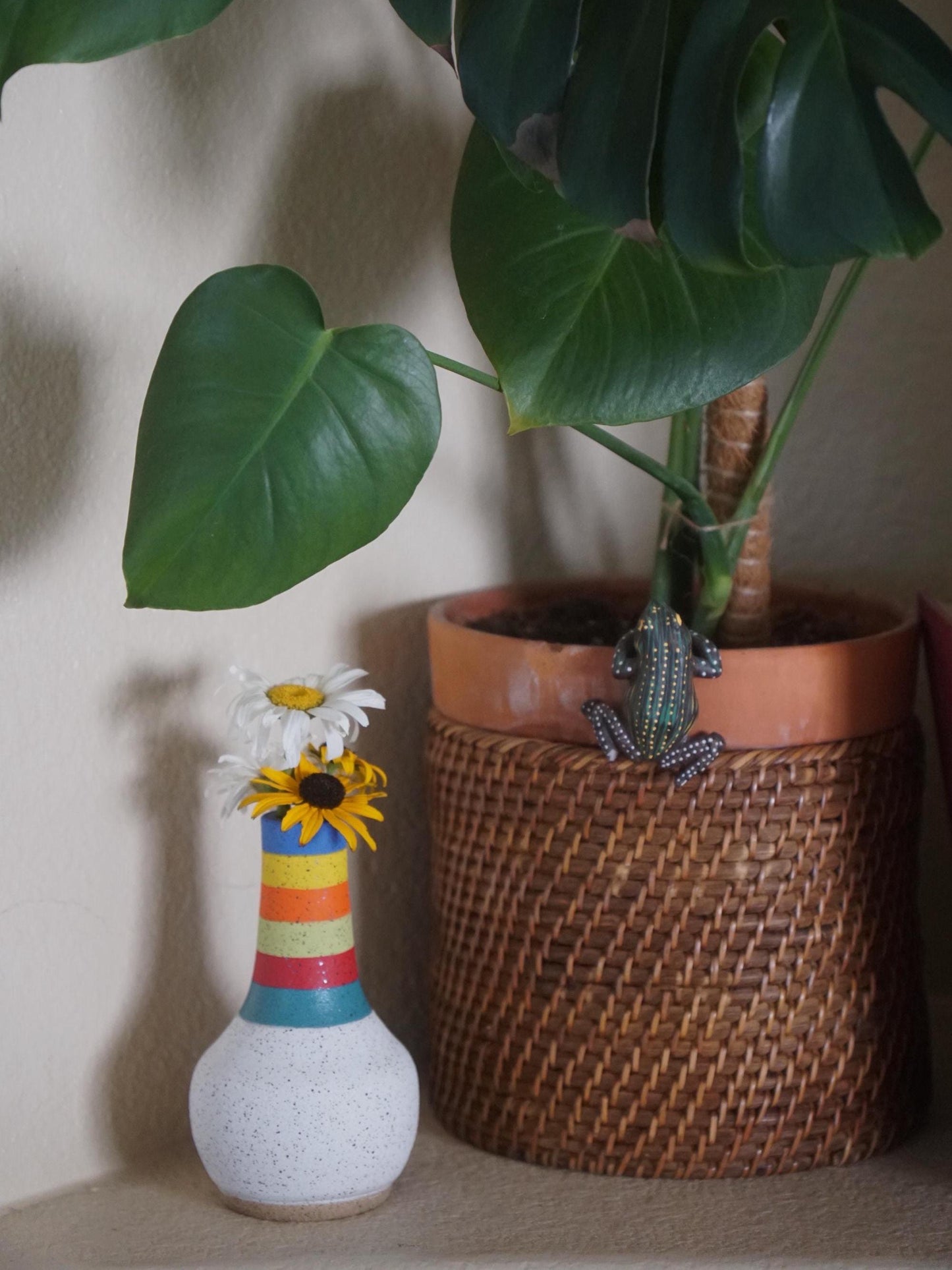 Striped Turtleneck Ceramic Vase