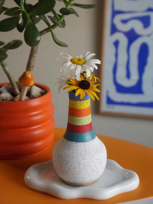Striped Turtleneck Ceramic Vase