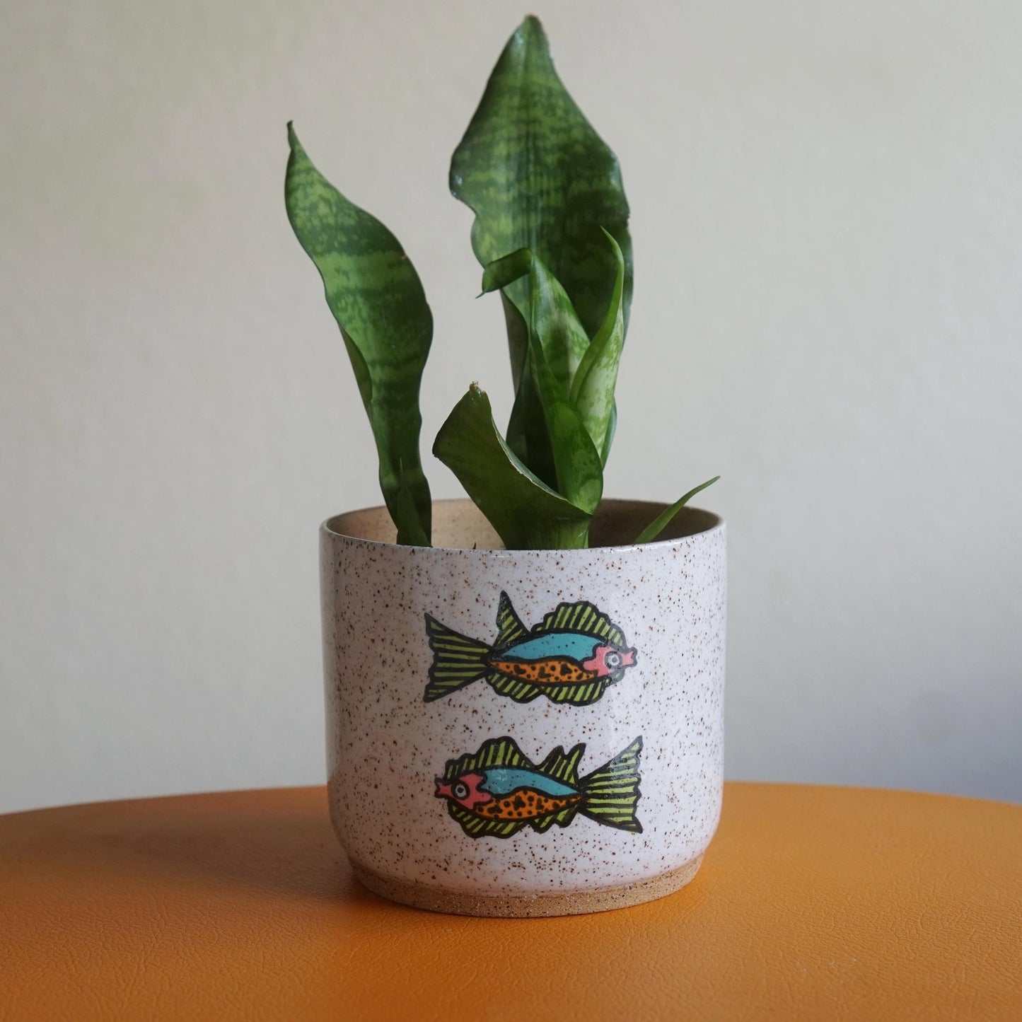 Teal and Pink Ceramic Fish Planter
