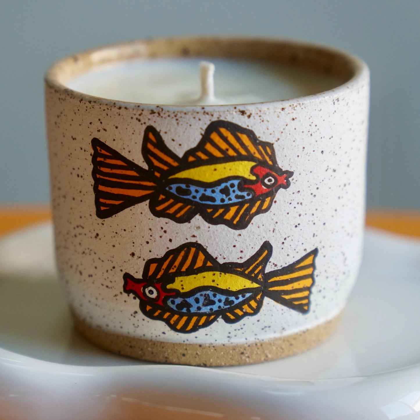 Orange and Red Ceramic Fish Candle