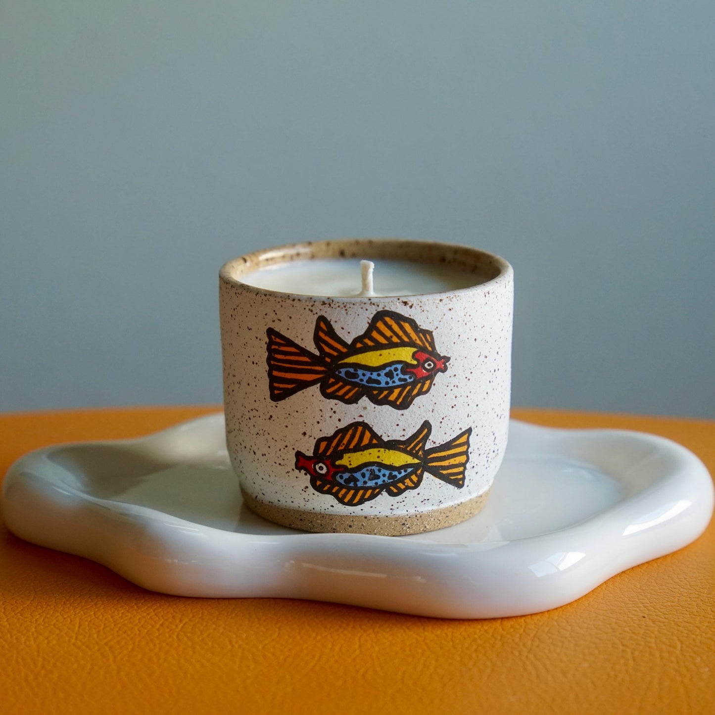 Orange and Red Ceramic Fish Candle