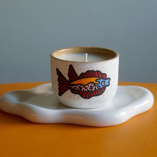 Red and Orange Ceramic Fish Candle