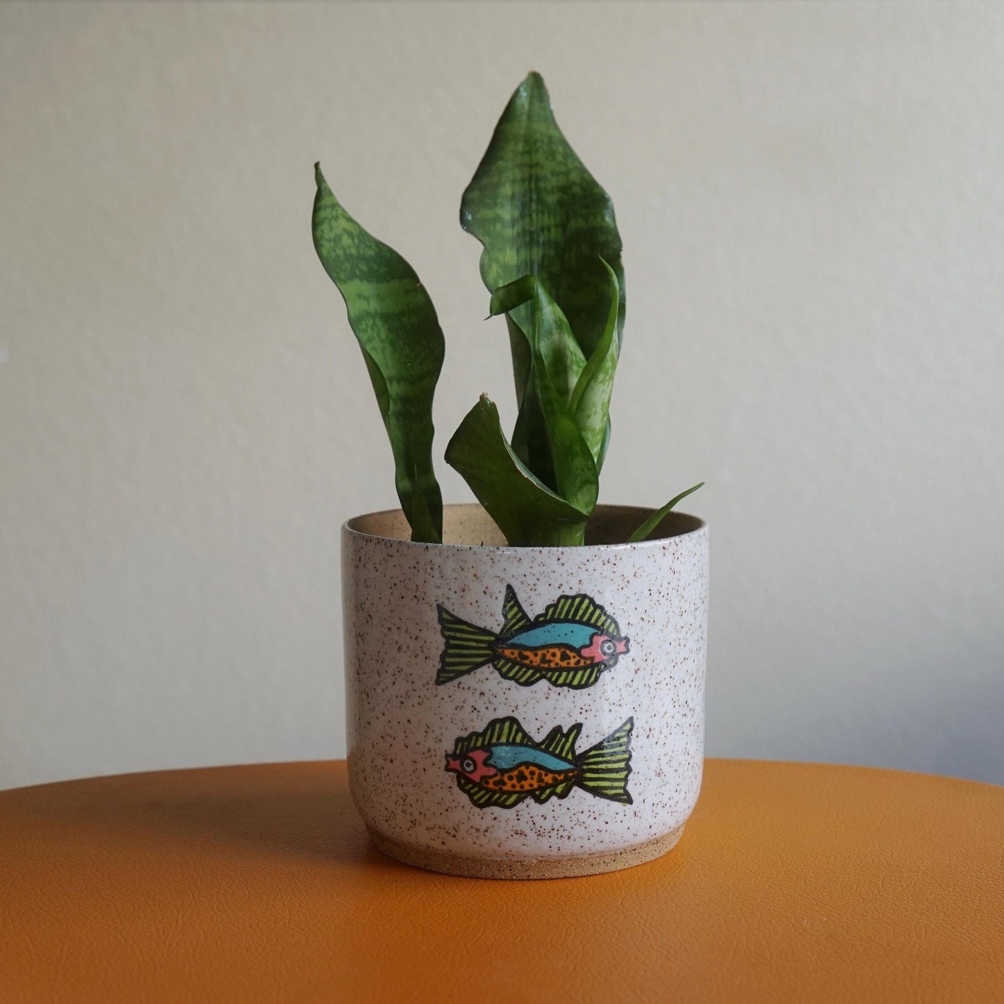 Teal and Pink Ceramic Fish Planter