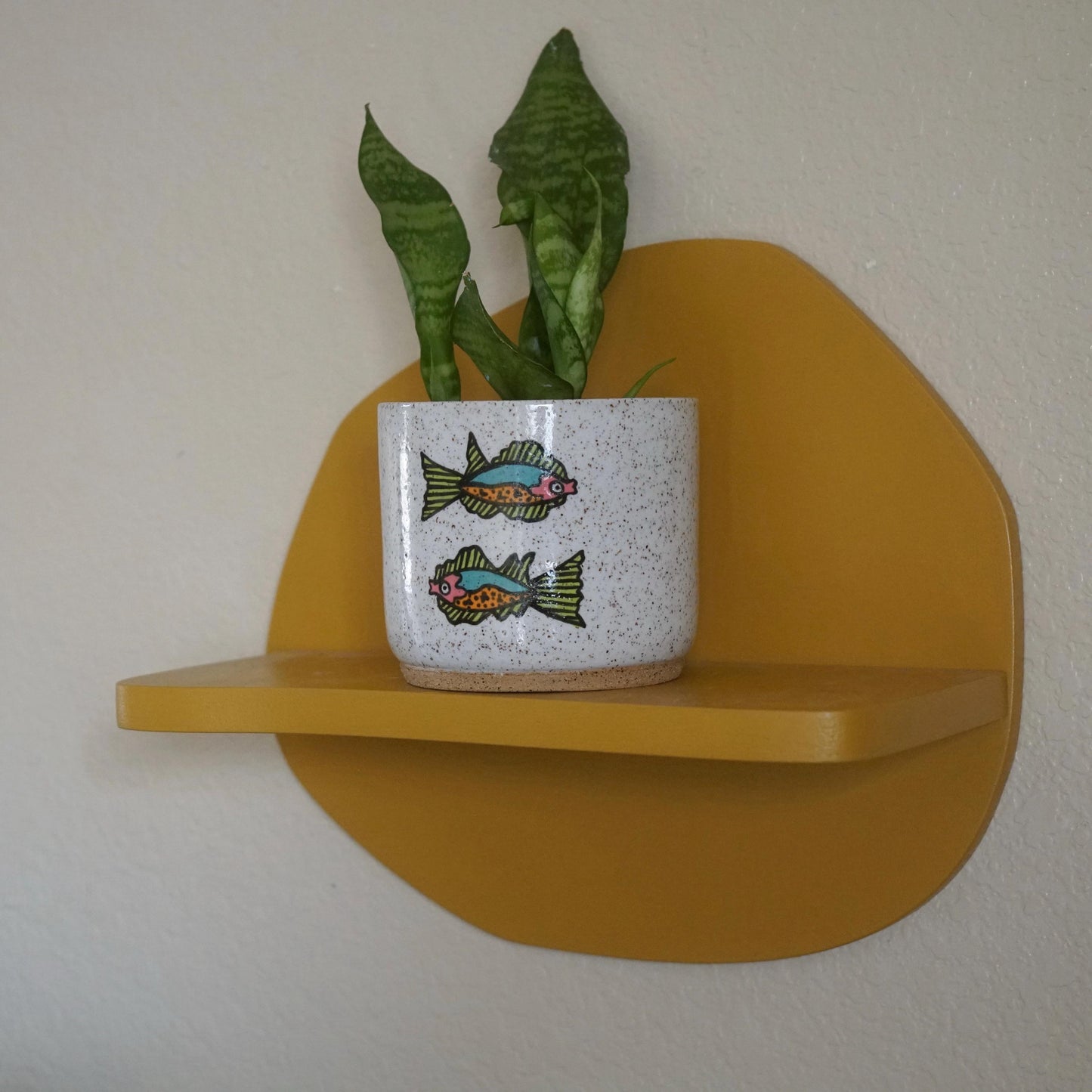 Teal and Pink Ceramic Fish Planter