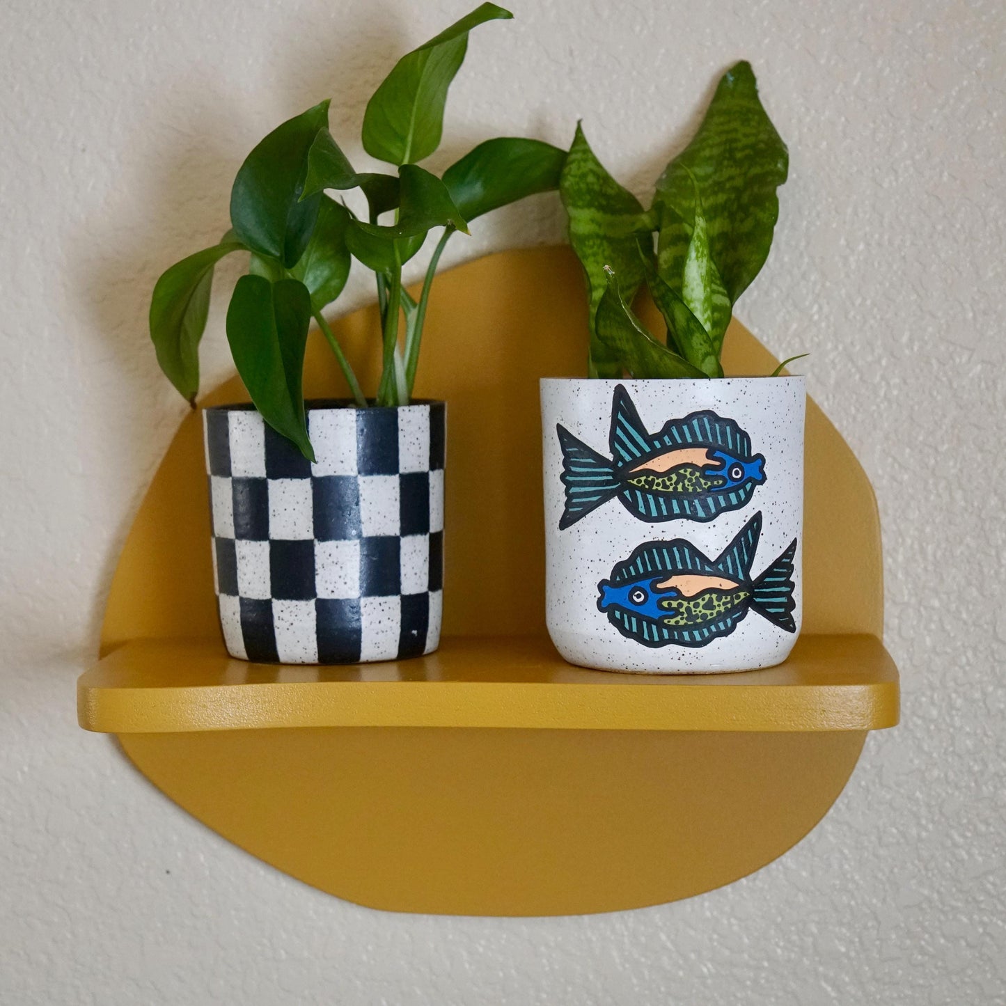 Teal and Blue Ceramic Fish Planter