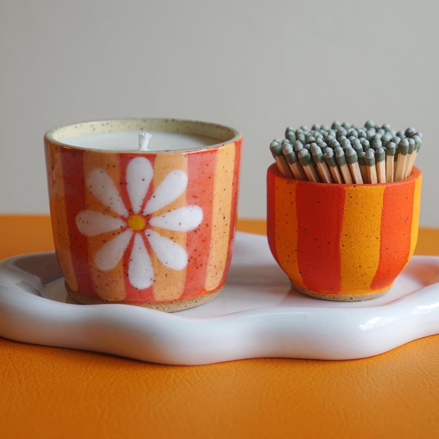 Ceramic Match Holders- Handmade Clay Match Strikers- Colorful Pottery- Housewarming Gift- Bathroom Decor