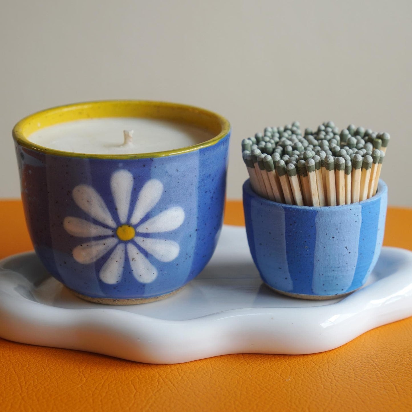Ceramic Match Holders- Handmade Clay Match Strikers- Colorful Pottery- Housewarming Gift- Bathroom Decor