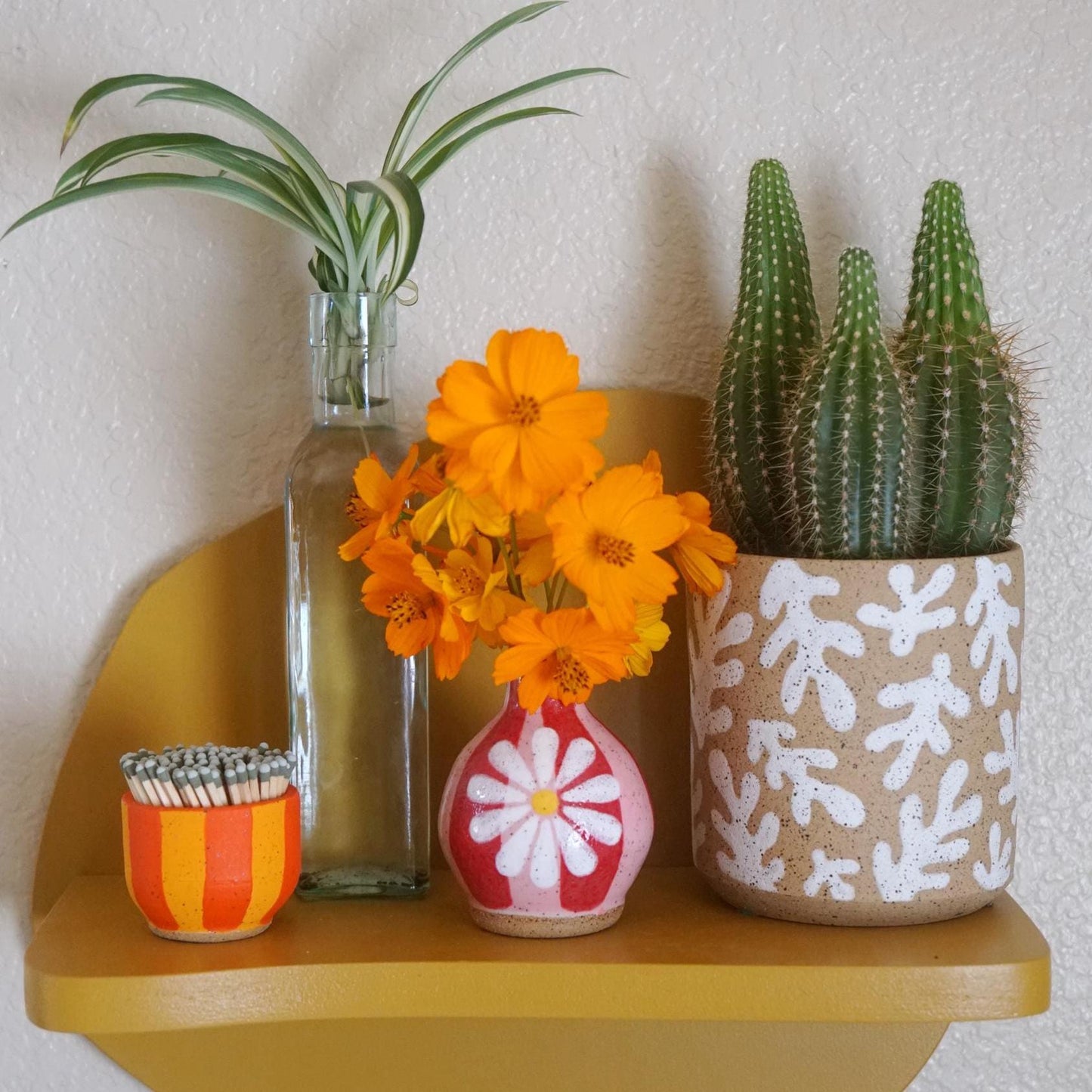 Handmade Ceramic Bud Vase- Pink & Red Striped Ceramic Flower Vase- Colorful Pottery- Housewarming Gifts- Eclectic Decor- Clay Vase