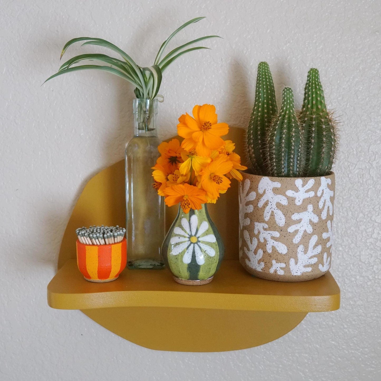 Green Striped Ceramic Bud Vase