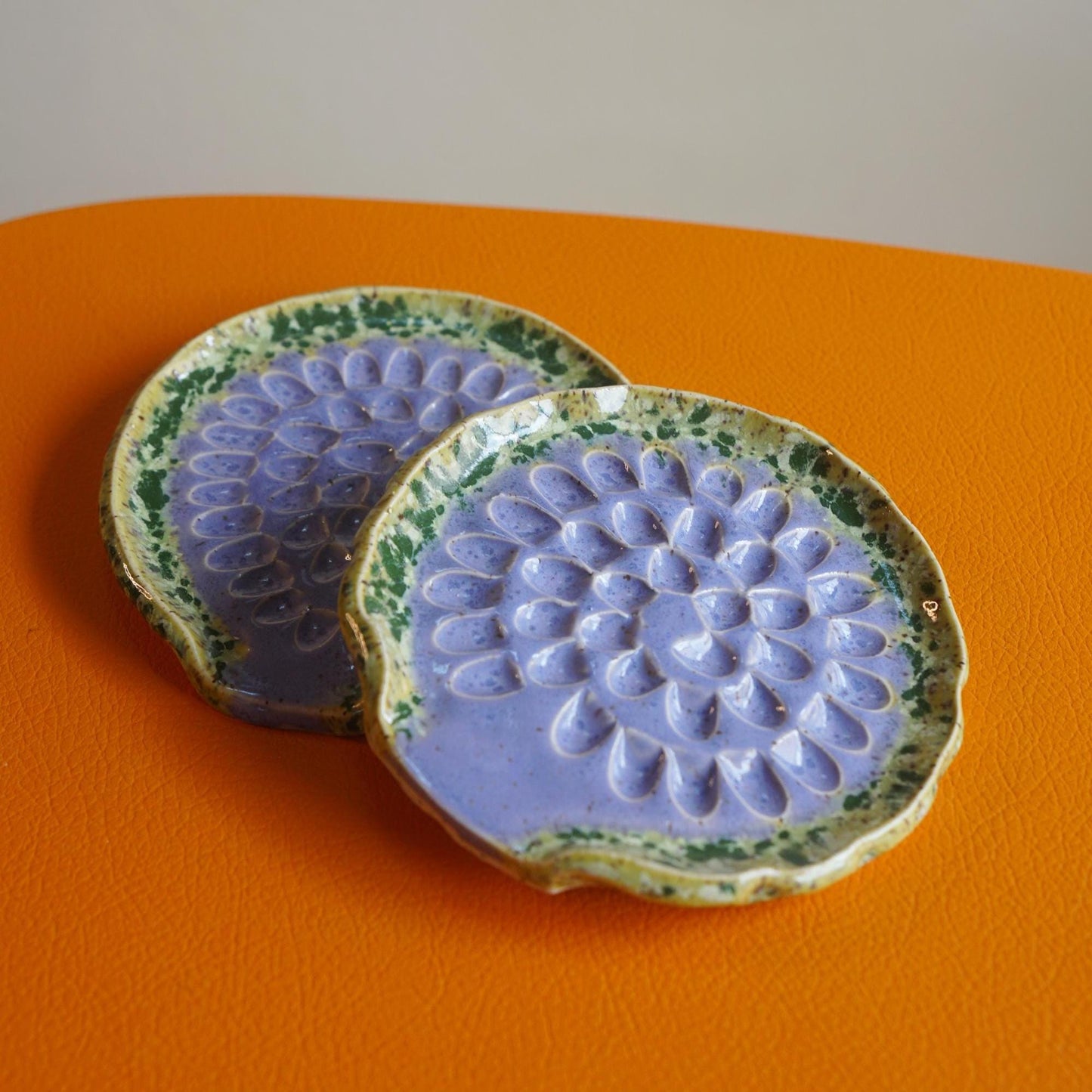 Purple & Green Ceramic Spoon Rest- Handmade Pottery for Kitchen- Handmade Ceramic Kitchen Decor- Handmade Spoon Rest- Housewarming Gift